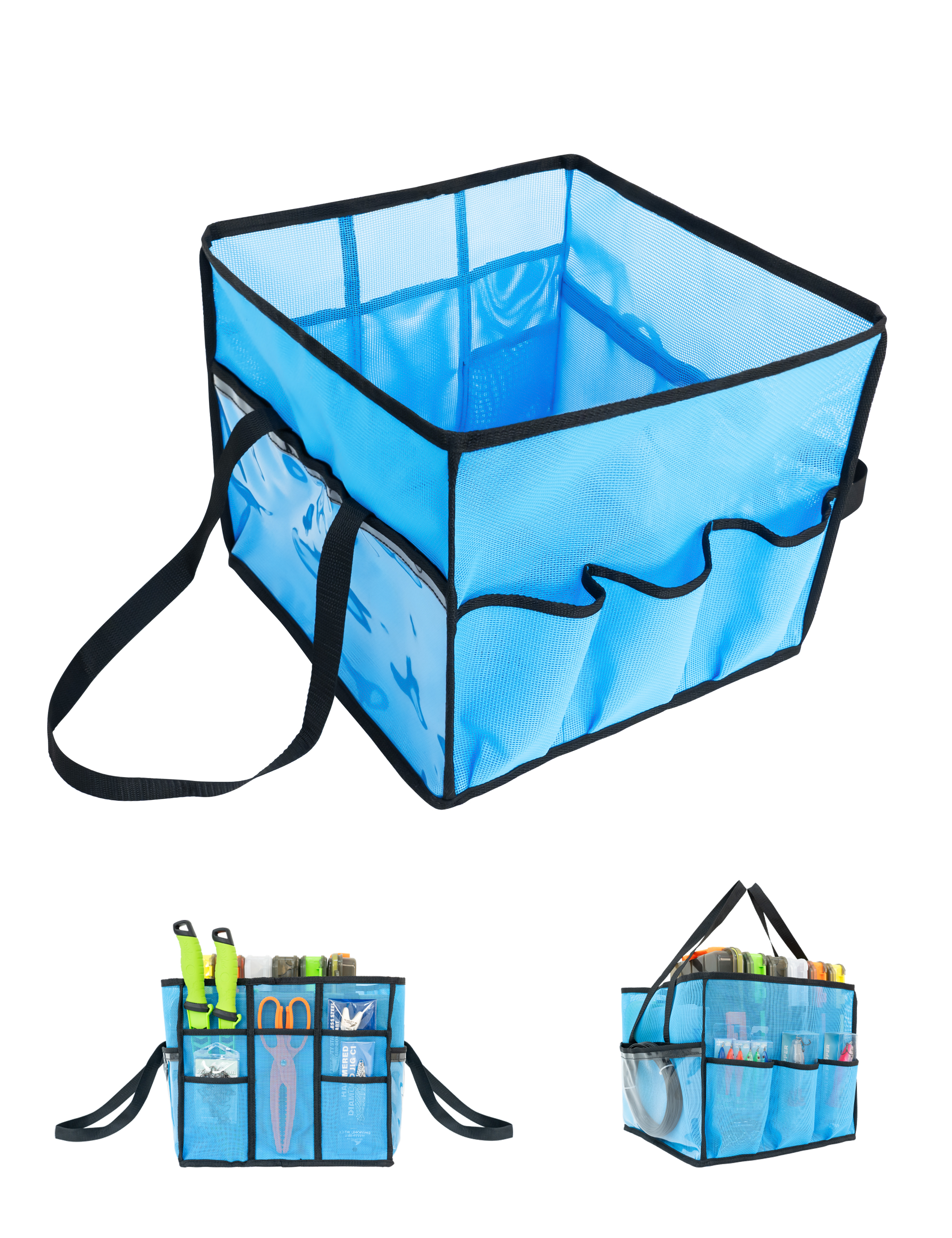 BLUEWING Tackle Organizer Mesh Tackle Storage Bag 13x13x12in